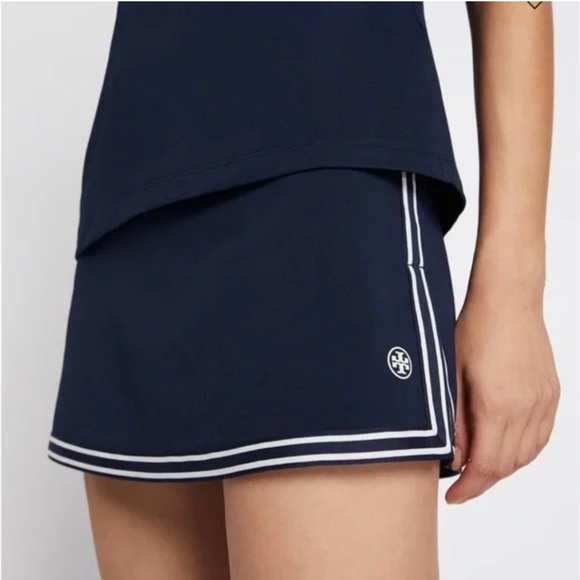 Tory Burch Sport Side Slit Tennis Skirt Sz Medium Navy Blue Skort - Picture 1 of 7